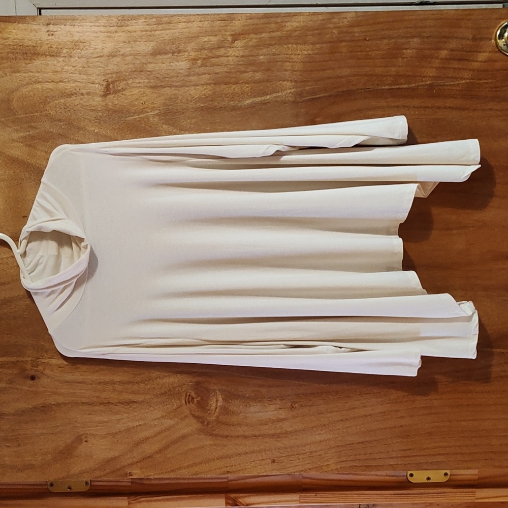 Jessica London Ultra Soft Turtleneck Tunic Cream Flowy Sharkbite Cozy Size 22/24